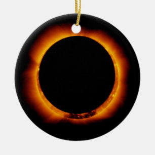 Nära total solcellsklipp julgransprydnad keramik