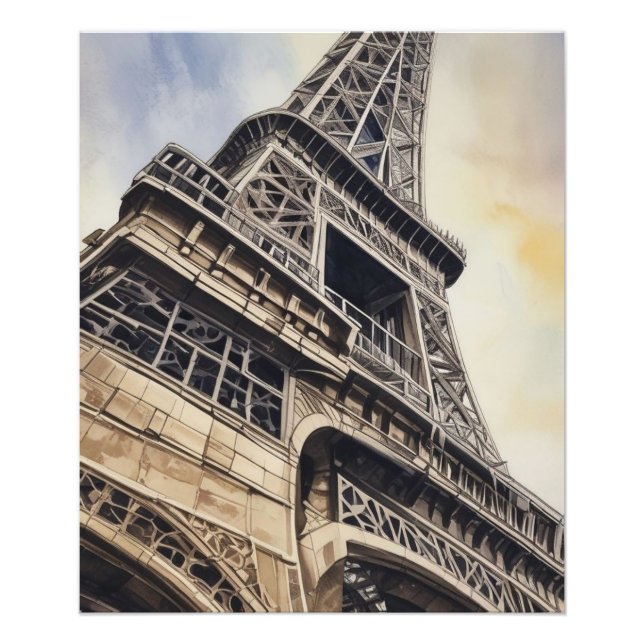 Nära upp Eiffel Torn Paris Kärlek City Travel Fototryck (Framsidan)