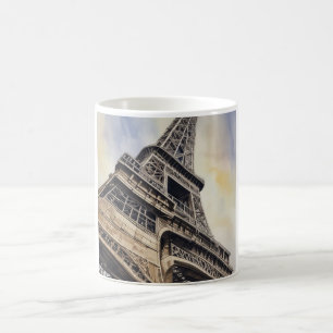 Nära upp Eiffel Torn Paris Kärlek City Travel Kaffemugg