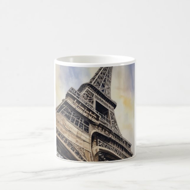 Nära upp Eiffel Torn Paris Kärlek City Travel Kaffemugg (Center)