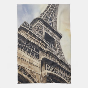 Nära upp Eiffel Torn Paris Kärlek City Travel Kökshandduk