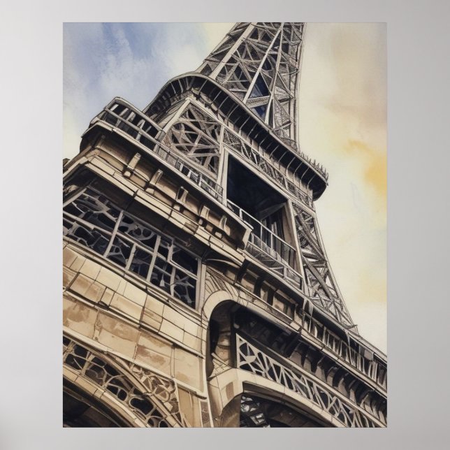 Nära upp Eiffel Torn Paris Kärlek City Travel Poster (Framsidan)
