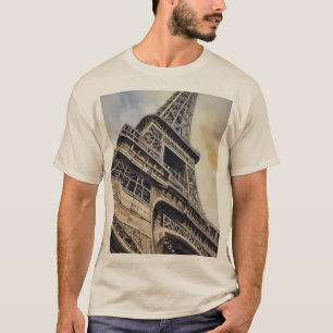 Nära upp Eiffel Torn Paris Kärlek City Travel T Shirt