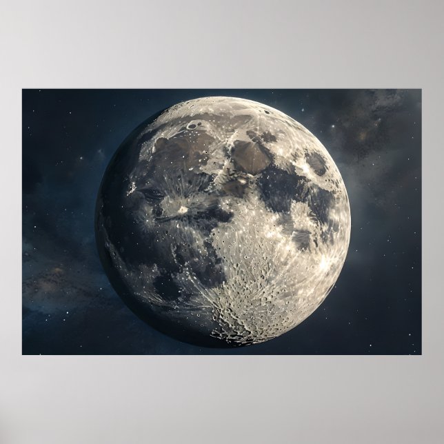 Nära upp måne - Surreal Lunar Poster (Framsidan)