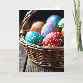 Nära upp Påsk Basket med ägg Helgkort