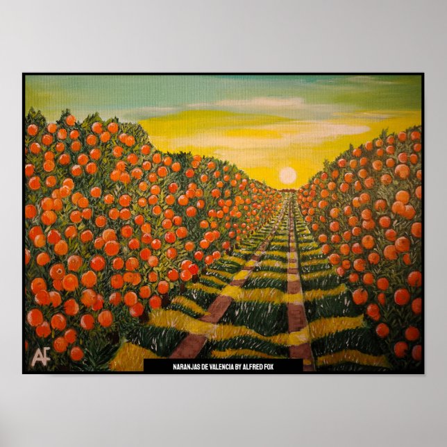 Naranjas de Valencia Painting av Alfred Fox Poster (Framsidan)