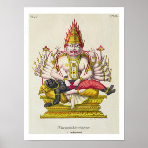 Narasimha, graverad av de Marlet (färg litho) Poster