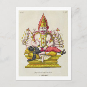 Narasimha, graverad av de Marlet (färg litho) Vykort