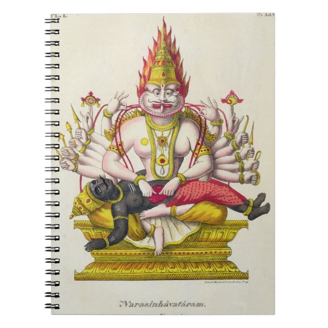 Narasimha som inristas av de Marlet (färglithoen) Anteckningsbok (Framsidan)