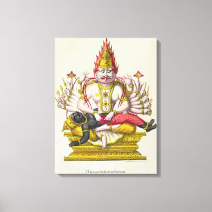 Narasimha som inristas av de Marlet (färglithoen) Canvastryck