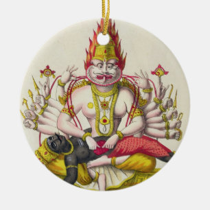 Narasimha som inristas av de Marlet (färglithoen) Julgransprydnad Keramik