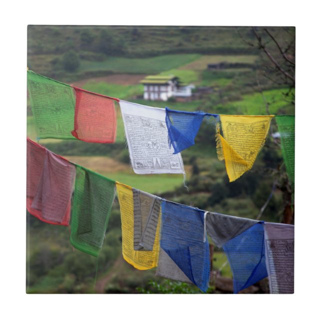 Närbild av böneflaggor kakelplatta (Framsidan)