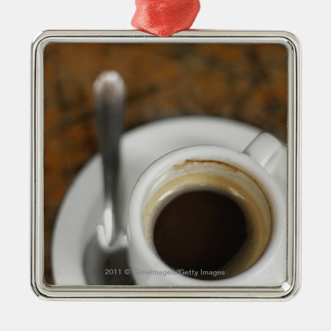 Närbild av en kopp av kaffe 2 julgransprydnad metall (Framsidan)