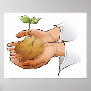 Närbild av en persons plantan för händerinnehav poster