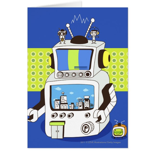 Närbild av en robot hälsningskort (Framsidan)