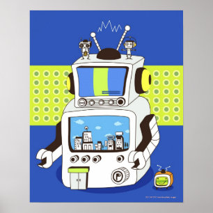 Närbild av en robot poster