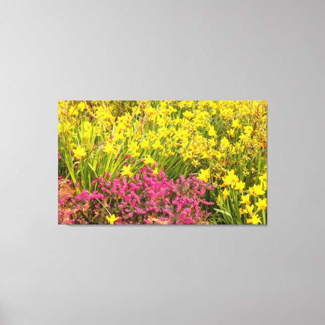 närbild av färgglad blomning på canvastryck (Framsida)