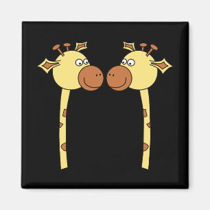 Närbild för två giraff. Tecknad Magnet