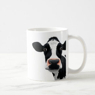 Närbild Ko Nyfikenhet Kaffemugg
