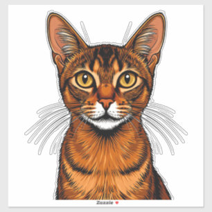Närbild Orange Tabby Abessinsk kattporträtt Klistermärken