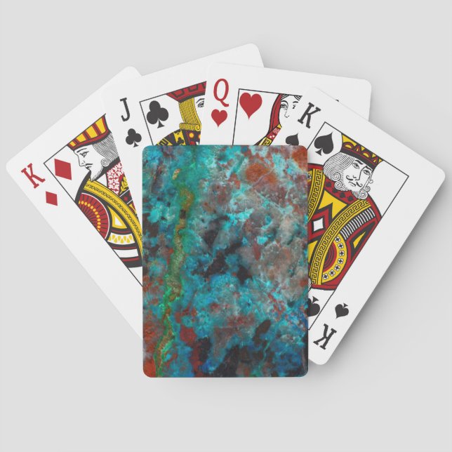 Närbild på blå Shattuckite Spel Kort (Baksidan)