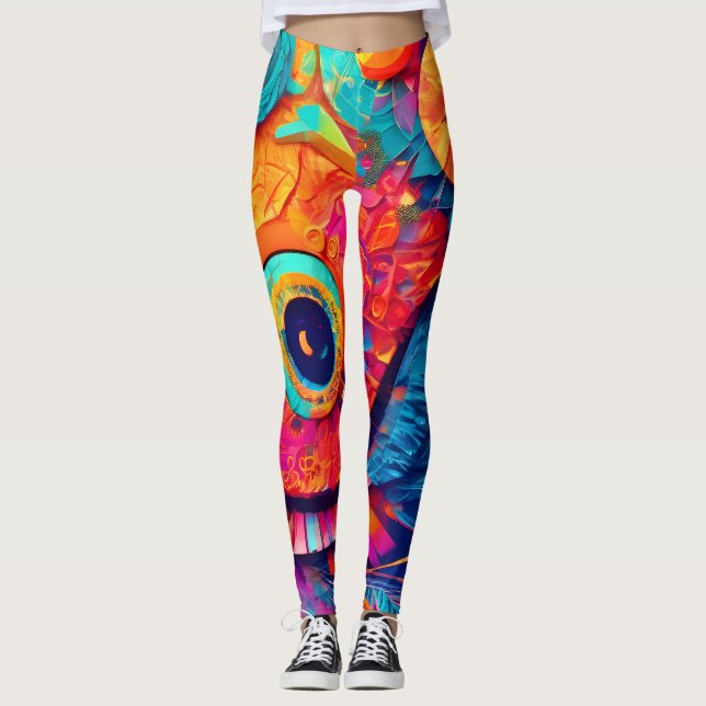 Närbild på blad i ögonform leggings (Framsida)