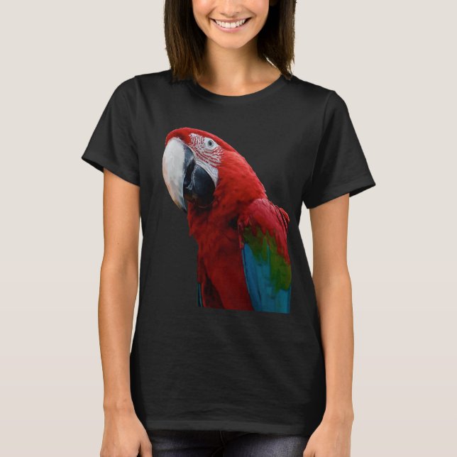 Närbild på en grönvingad ara-papegoja t shirt (Framsida)
