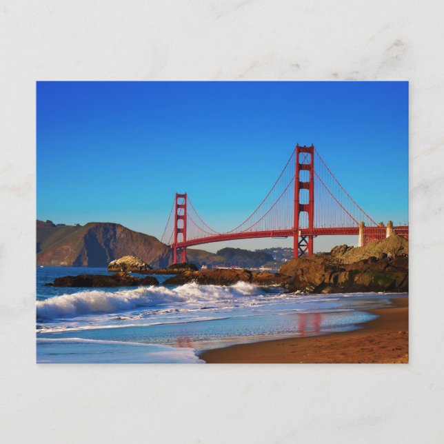 Närbild på Golden Gate-bron från Baker Beach Vykort (Framsida)