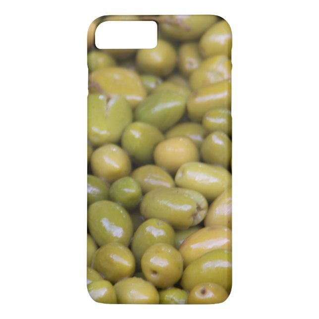 Närbild på gröna oliver Case-Mate iPhone skal (Baksida)