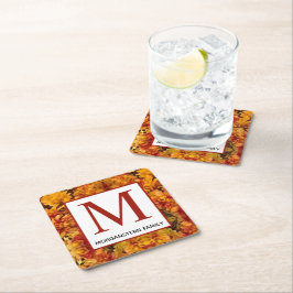 Närbild på Gullris - Redigerbart Monogram Underlägg Papper Kvadrat