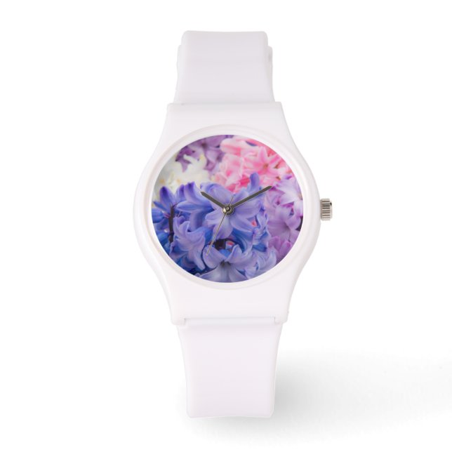 Närbild på hyacintväxt armbandsur (Framsida)