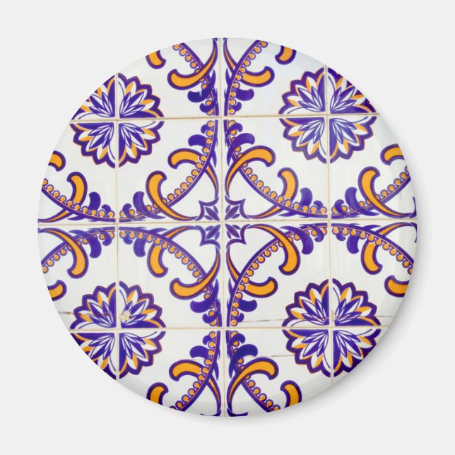 Närbild på kakelmönster, Portugal Magnet (Framsidan)