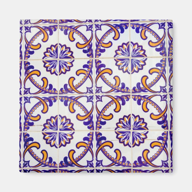 Närbild på kakelmönster, Portugal Magnet (Framsidan)