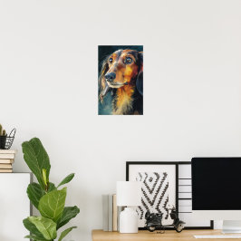 Närbild på långhårig dachshund poster