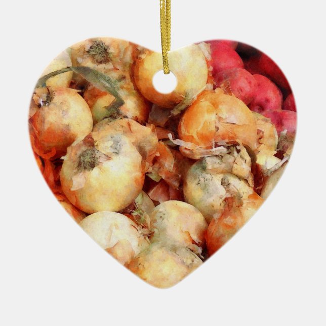 Närbild på lökar julgransprydnad keramik (Framsidan)