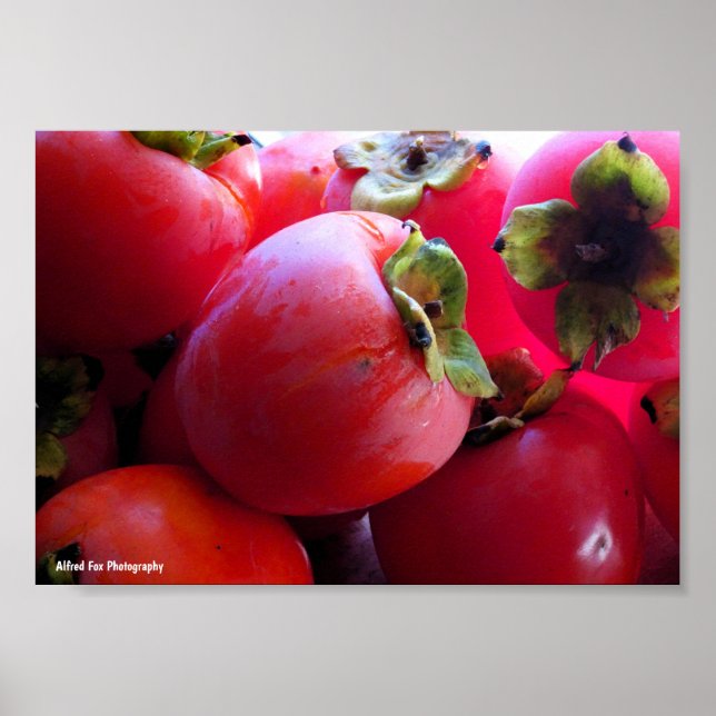 Närbild på Persimmon Frukt Poster (Framsidan)