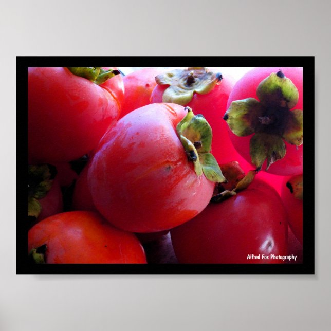 Närbild på Persimmon Frukt Poster (Framsidan)
