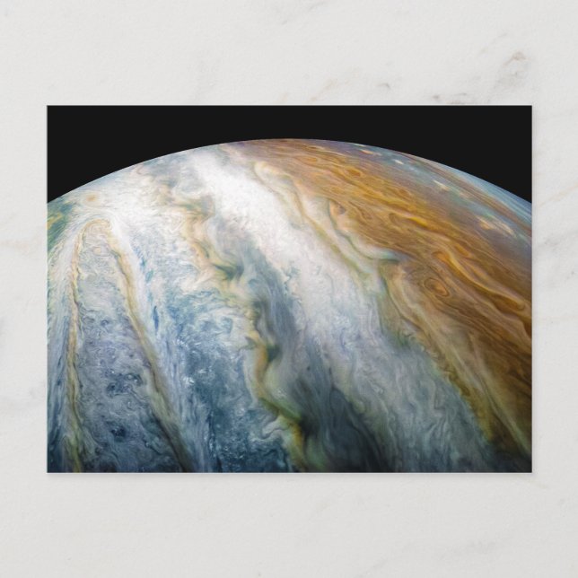 Närbild på planeten Jupiter från Juno förbiflygnin Vykort (Framsida)