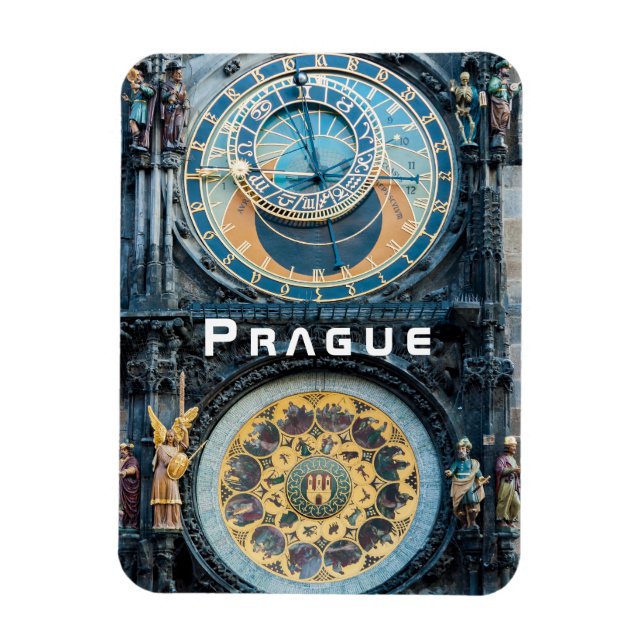 Närbild på Prag astronomiska klocka - Tjeckien Magnet (Vertikal)