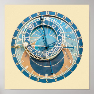 Närbild på Prags astronomiska klocka, Tjeckien. Poster