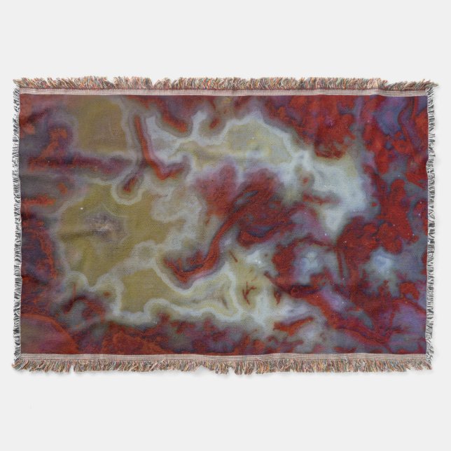 Närbild på röd Moss Agate-skiva Mysfilt (Framsidan)
