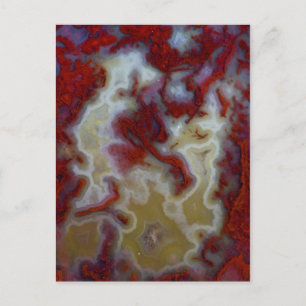 Närbild på röd Moss Agate-skiva Vykort
