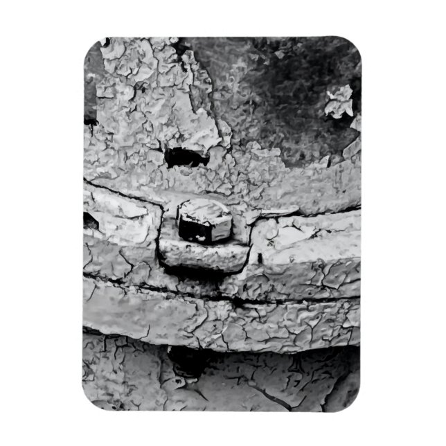 Närbild på spricka i färg på brandpostbult magnet (Vertikal)