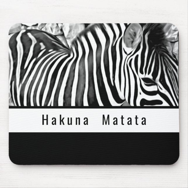 Närbild på zebra i svart och vitt musmatta (Framsidan)
