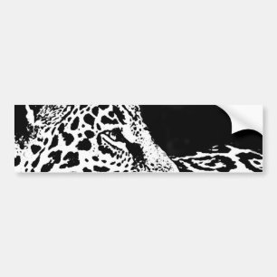 Närbild Svart & Vit Leopard Klistermärke
