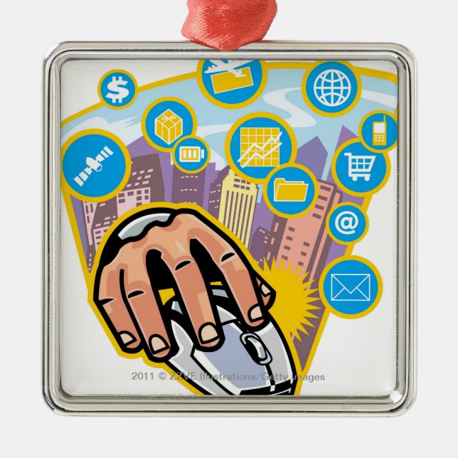 Närbilden av räcker på datormus julgransprydnad metall (Framsidan)