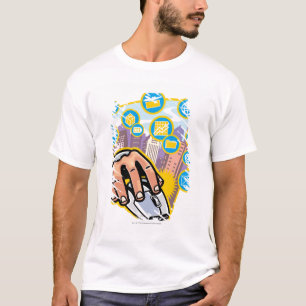Närbilden av räcker på datormus t-shirt