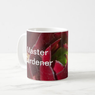 Närbildsfoto på röd suckulent för Master Gardener Kaffemugg