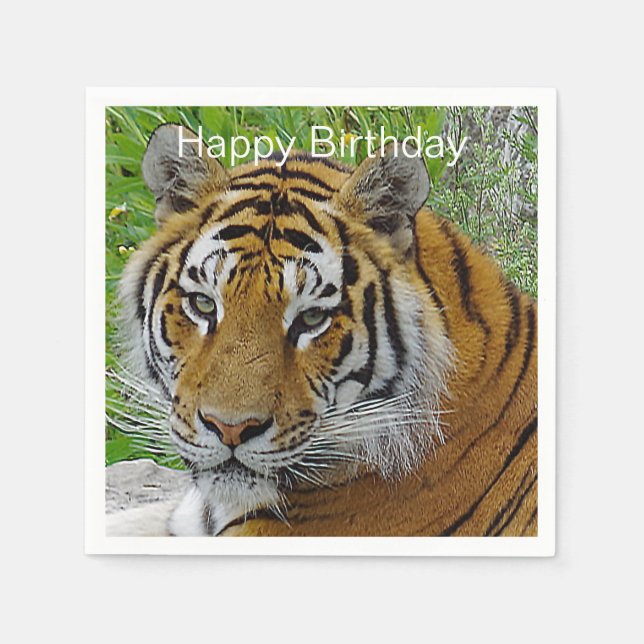 Närbildsfoto på sibirisk tigeransikte pappersservett (Framsidan)
