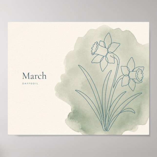 Narciss Botanisk Konsttryck | Marsblomma Poster (Framsidan)